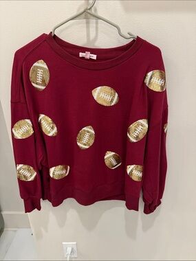 Women’s Maroon Football-Print Sweatshirt